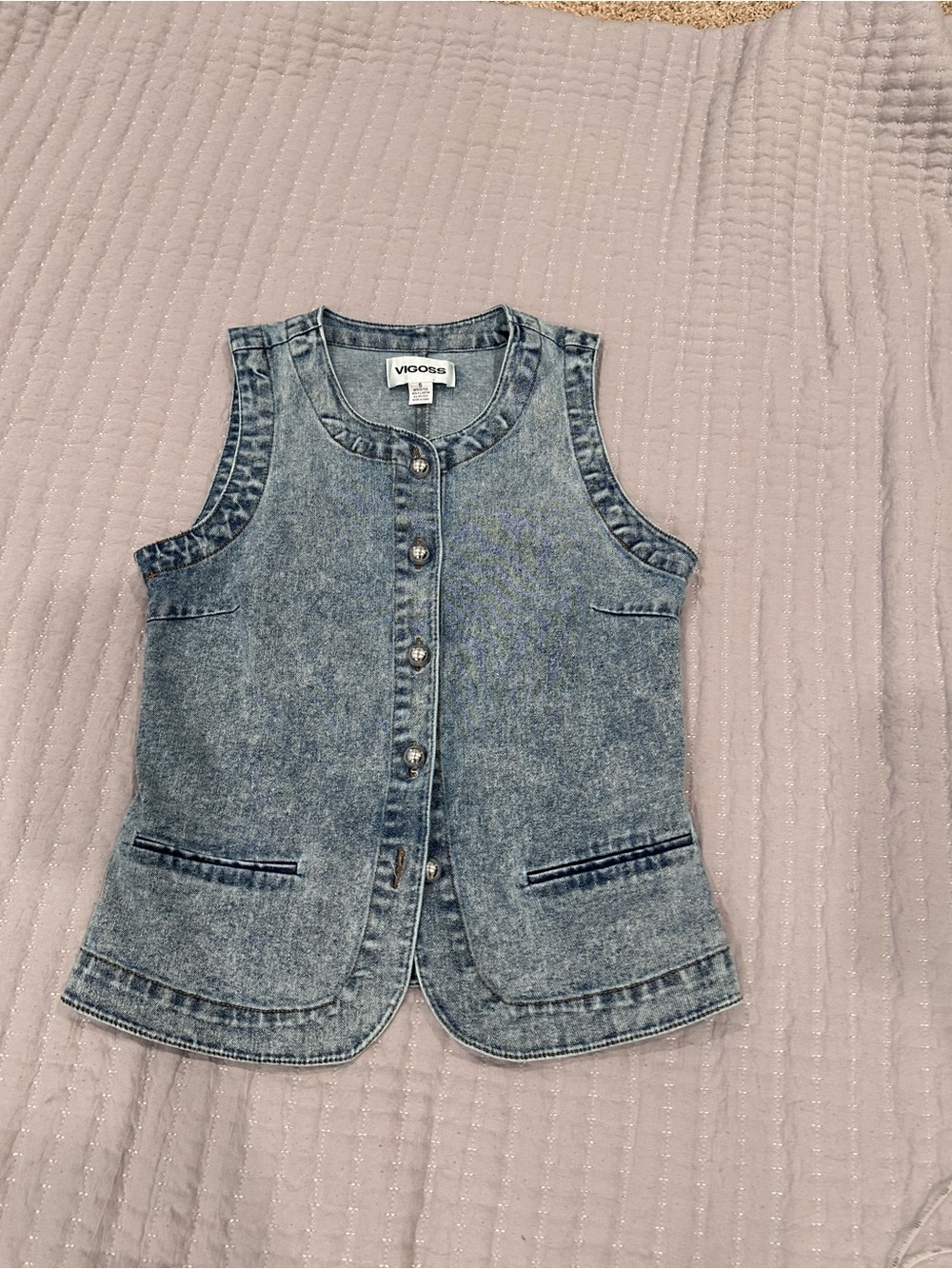 Vigoss juniors' Acid Wash Denim Tank Vest - Blue